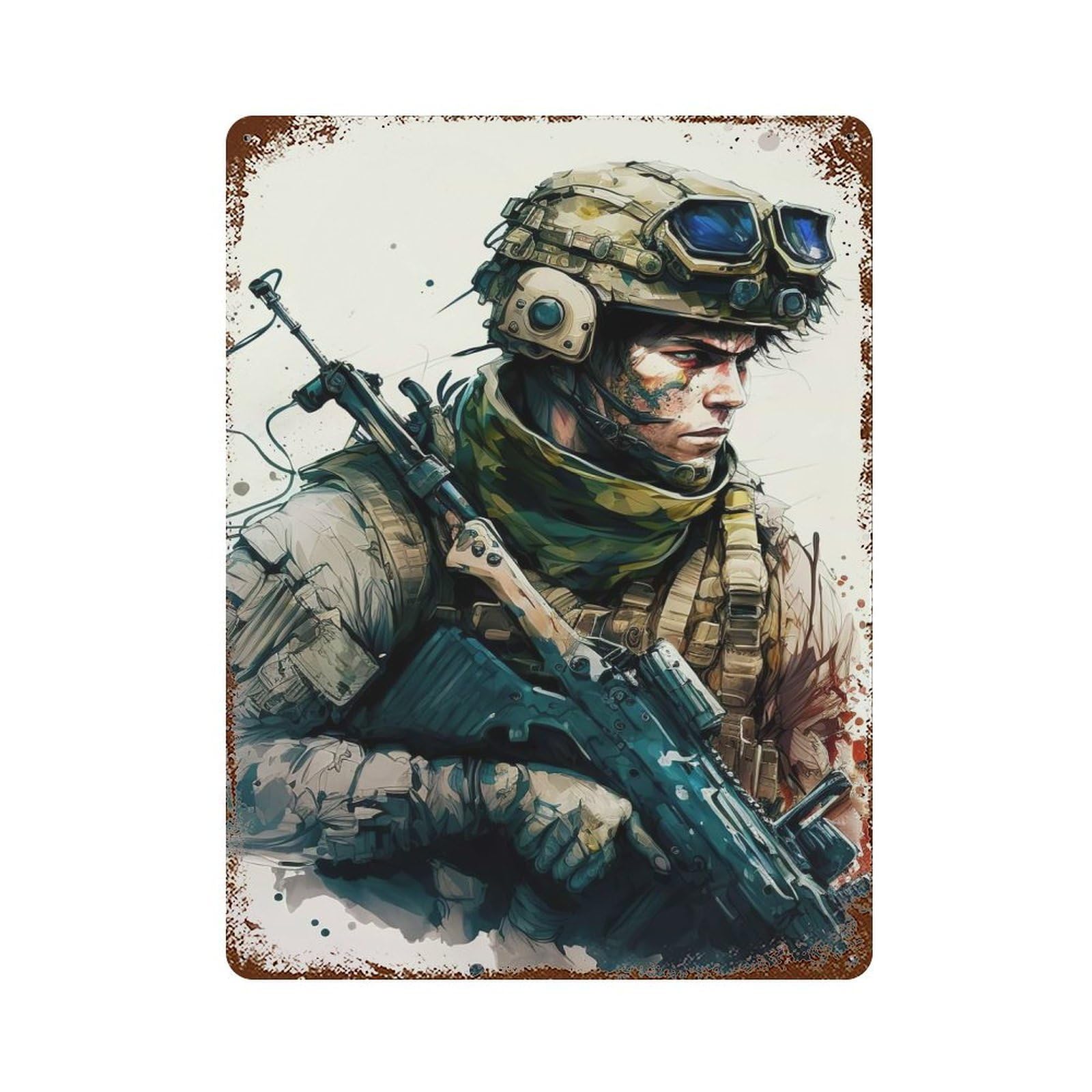 Solider Decorative Tin Sign 15.7"x11.8", Rustic Home Decor for Garage, Pub Or Kitchen