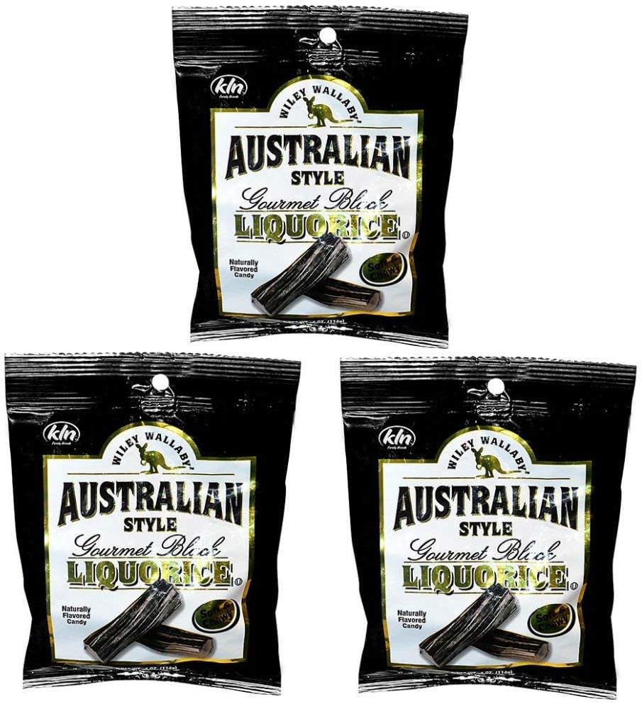 WILEY WALLABY Australian Style Black Licorice - Australian Style - 4 oz, 3 Pack