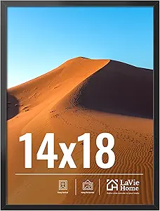 LaVie Home 14x18 Picture Frame for Wall Display, 14x18 Black Picture Frame with HD Plexiglas, 14 x 18 Poster Frame 1 Pack, Display Frame for Vertical or Horizontal, Classic Collection