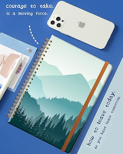 Miniatura 3 de Cuaderno de escritura en espiral a rayas, diario universitario forrado de tapa dura A5 para mujeres y niñas, encuadernación de doble alambre fuerte