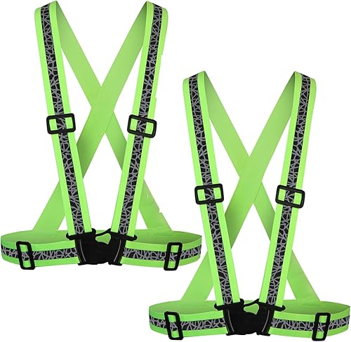 Flevnev Chaleco reflectante para correr, paquete de 2 unidades, correas reflectantes para correr por la noche, ciclismo, motocicleta, pasear al