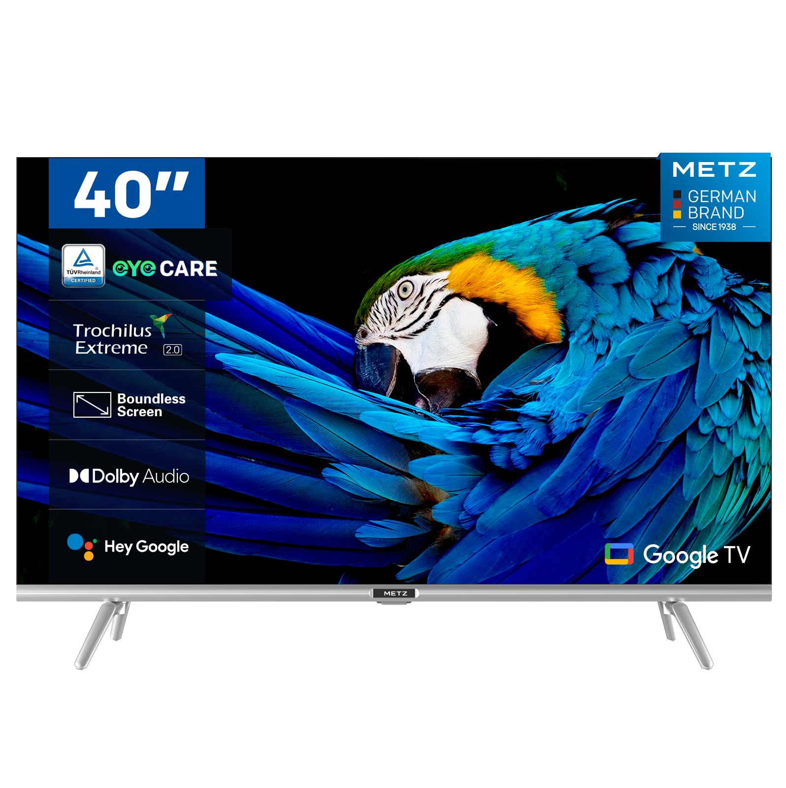 Metz MTD7000Z 40-inch Full HD Smart TV, front view.