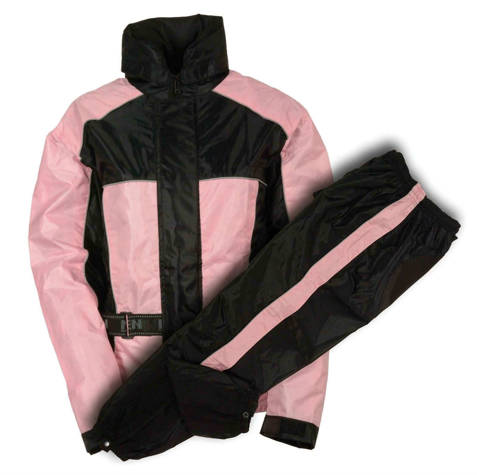 WOMEN'S MOTORCYCLE BLACK PINK 2 PCS WATERPROF LIGHTWEIGHT RAIN SUIT RAIN GEAR (3XL Regular)