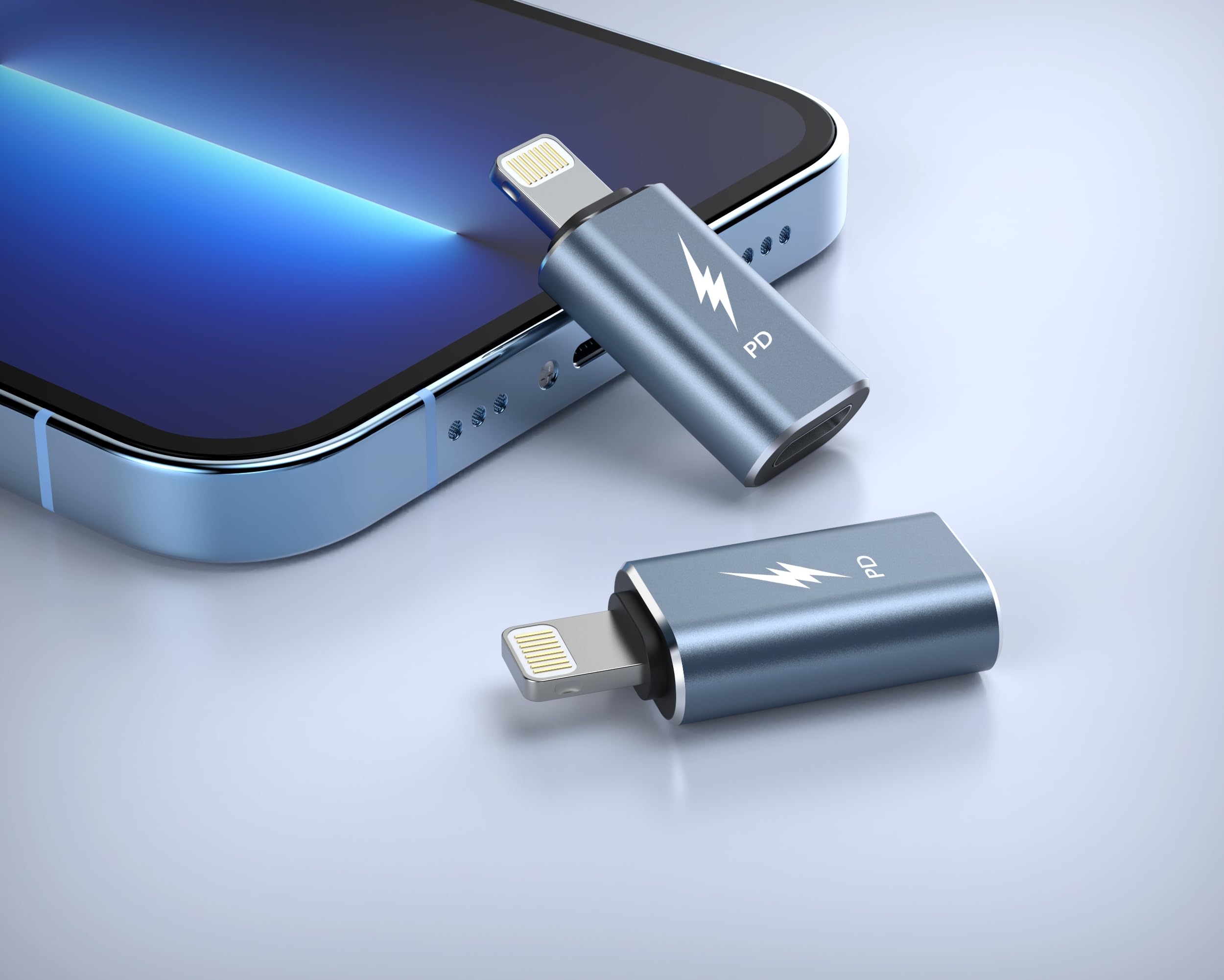 TechMatte Adapter USB C do Lightning, szybkie ładowanie 27 W, kompatybilny z iPhone 14/13/12/11 Pro Max Mini/X/XR/XS/SE/8/7/6/iPad/iPod/AirPods, obsługuje transmisję danych, z linką zapobiegającą