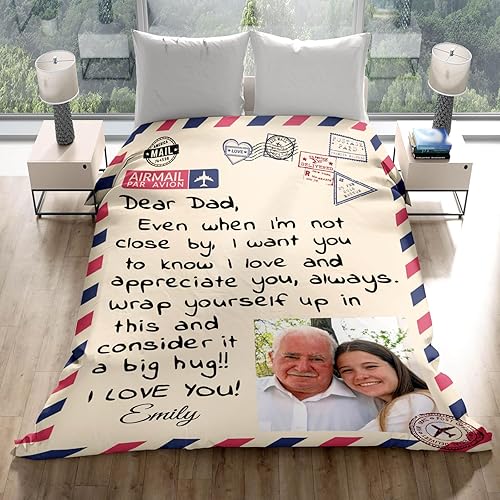 Miniatura 2 de Gudina Mantas personalizadas para el Día del Padre, regalos para papá, manta personalizada para papá de parte de hija e hijo, mantas suaves y