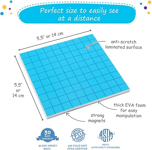 Miniatura 5 de Simply magic 131 + 4 unidades de base magnética azul jumbo de diez bloques para matemáticas + encabezados, manipuladores matemáticos, base de 10