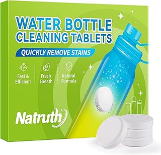 NATRUTH Water Bottle Cleaning Tablets 20 Tablets Effectively Removes Tough Stains and Odors Bottle Clean Tablet Individually Packed for All Stainless Steel, Plastics and Glass Drinking Containers