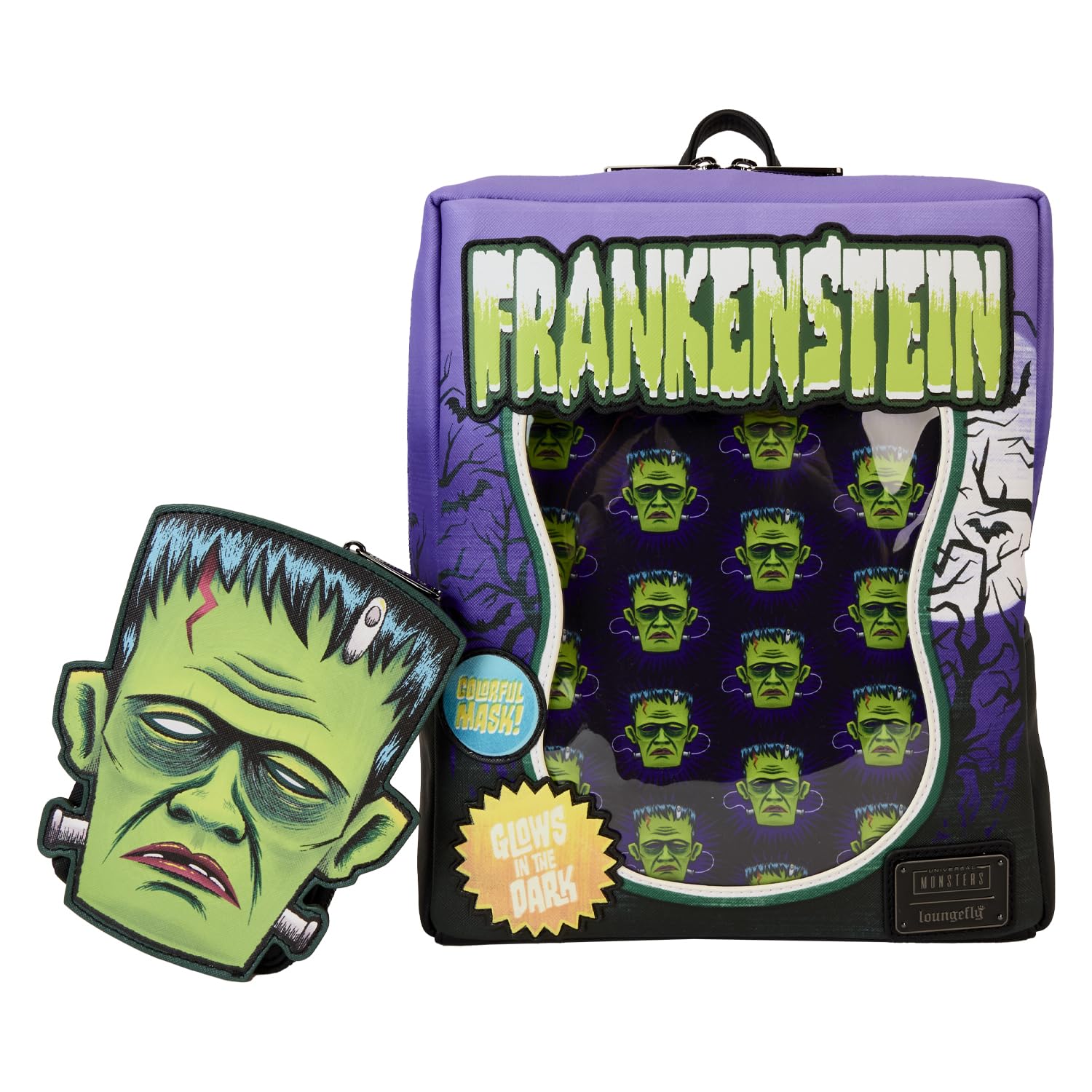 3445 Frankenstein Glow-in-the-Dark Backpack - Official Universal Monsters Amazon.com: Loungefly Universal Monsters Frankenstein Neon  main image 3