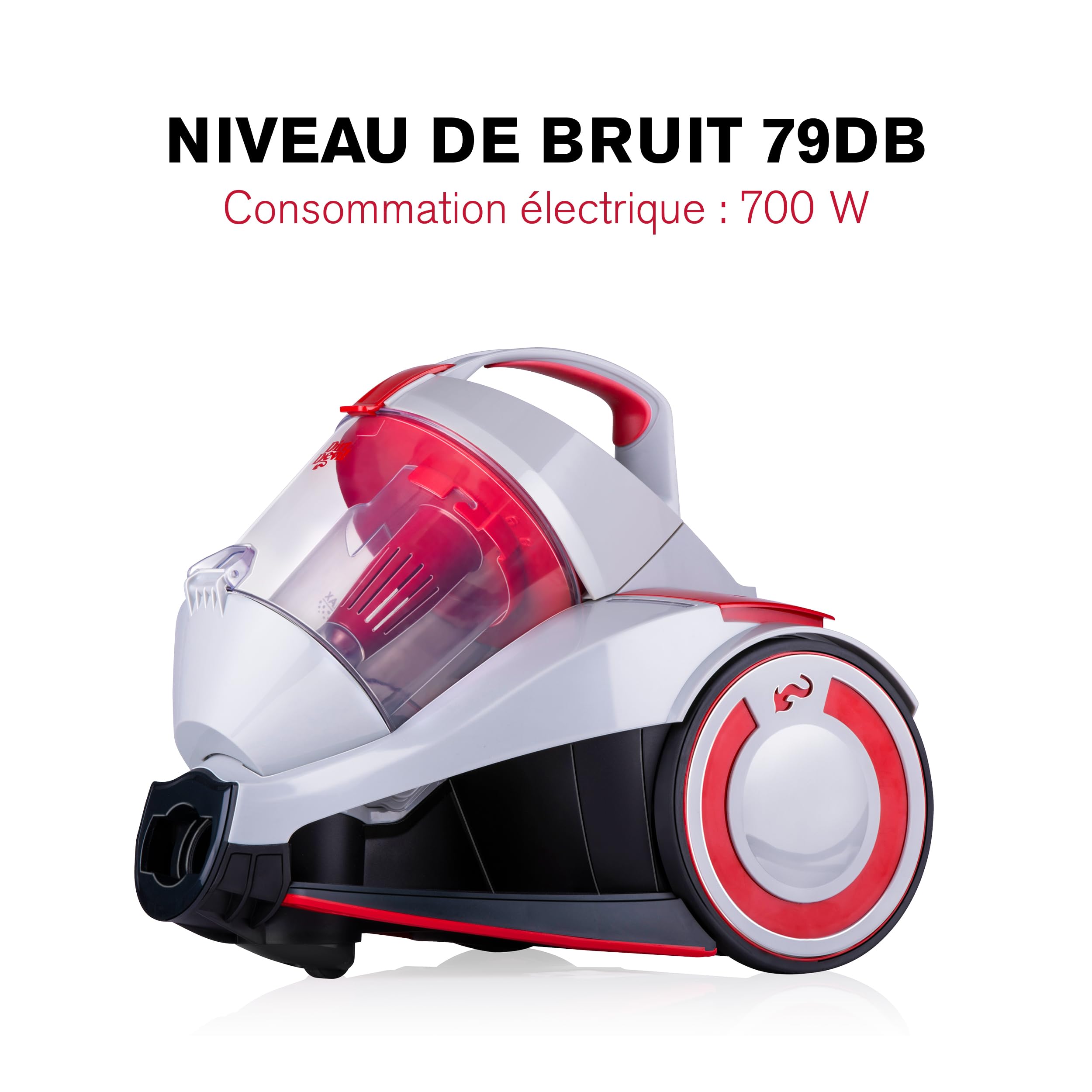 Dirt Devil Aspirateur DD2502 700 W Filtre HEPA 12, brosse combinée, buse coins-parquet, réservoir 1,8 l