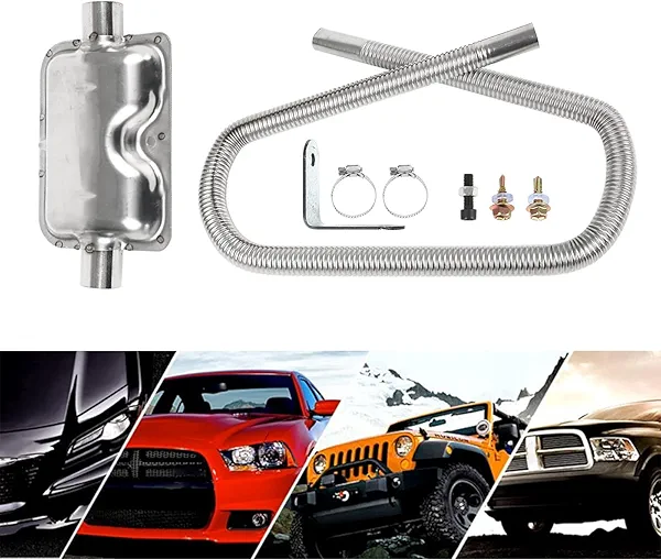 Diesel Heater Exhaust Pipe & Silencer Muffler, TZUTOGETHER Parking Heater Stainless Steel Exhaust Extension Kit (120cm)