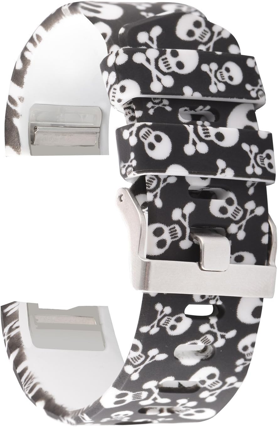 AIWELL Fitbit Charge 2 Band,Silicone Adjustable Replacement Sport Strap Printed Bands with Classic Buckle for Charge2 HR Heart Rate + Fitness Wristband (Pattern-9, Small)