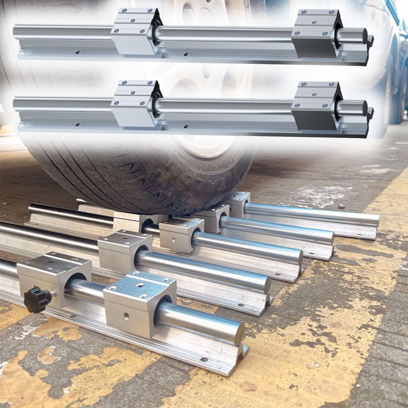 Guidage Linéaires Rail Rails Linéaires Roulements 500 1000 1500 2000 Mm, SBR25 Kit Rails Guidage Linéaires Longs Entièrement Supportés Machines, Rail Routeur CNC(4 pcs,Length 700mm)