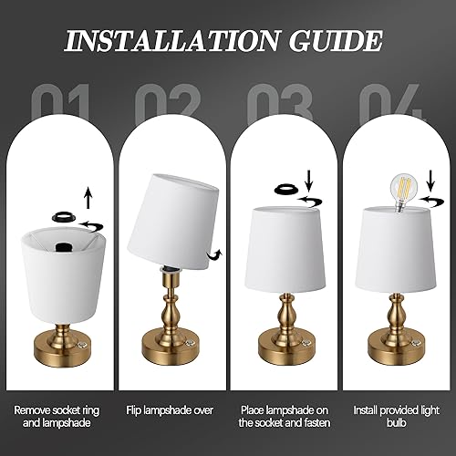Miniatura 8 de PARTPHONER Mini lámpara de mesa LED inalámbrica, lámpara recargable de 5200 mAh operada por batería, brillo de 3 niveles, lámpara de escritorio