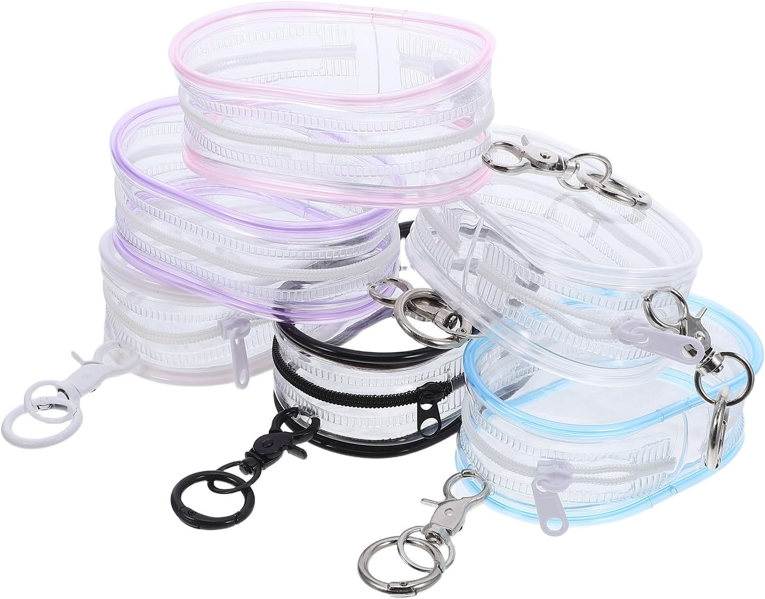 Figure Display Bag PVC Mini Pouch with Keychain 6pcs Portable