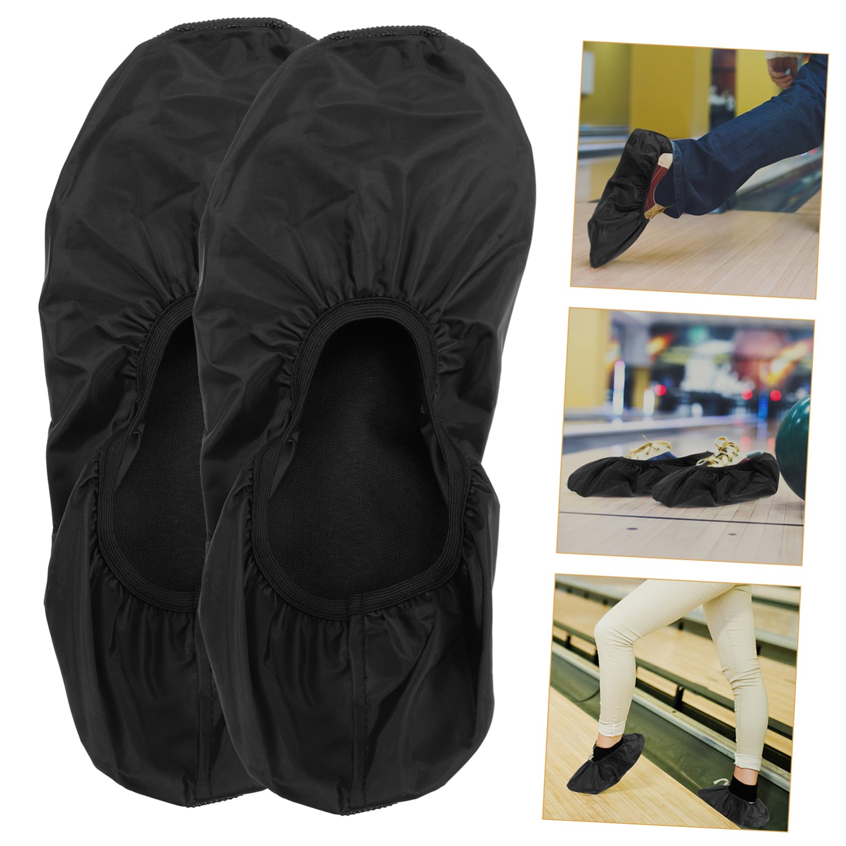 BESTonZON Protège-Chaussures de Bowling en Polyester Noir, 2 Pièces, Flexible et Antidérapant pour Faciliter Le Glissement Lors du Sport Bowling