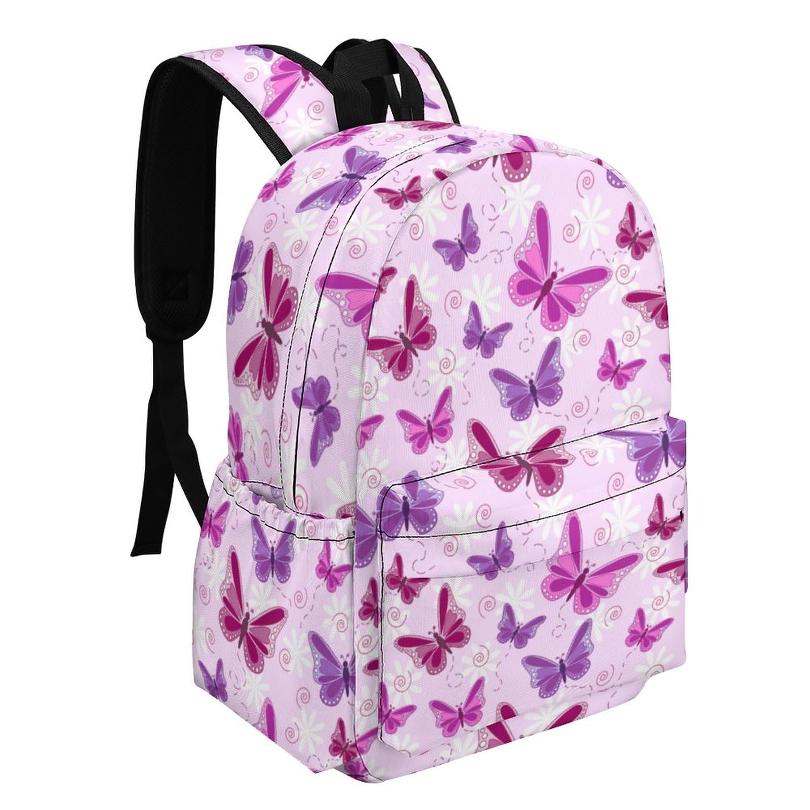 Cute Pink Purple Butterfly 17 Inch Backpack For Women Men Cute Pink Purple Butterfly Large Travel Backpack Bag Cute Portable Laptop Backpack
