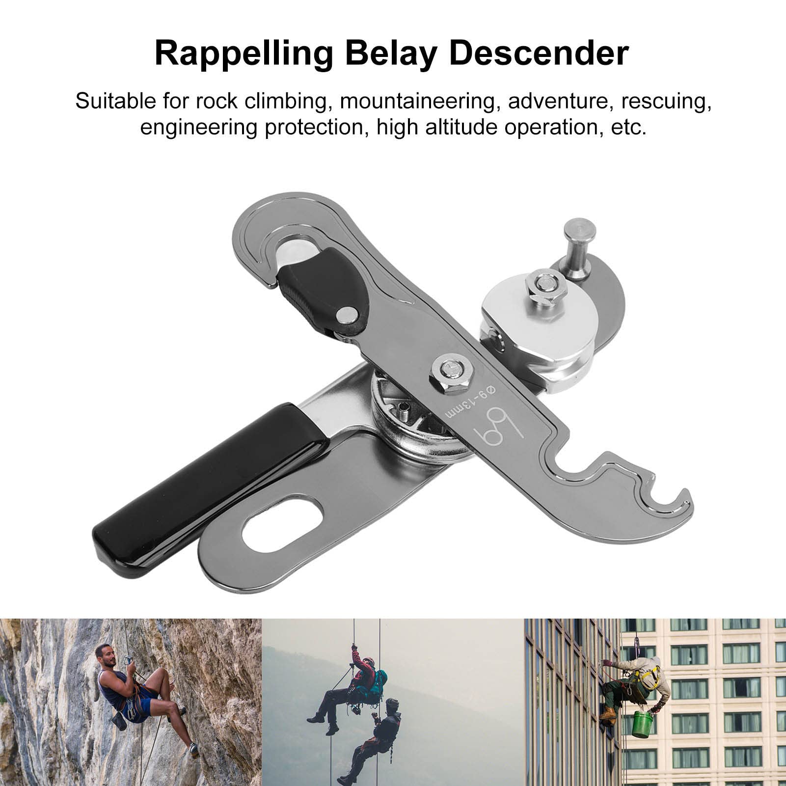 Rock Cing Descender Ascender, Rappel Discendente Discendente, Alluminio y Cing Gear con Autoand Rubber Handle, per Mountainee Cave Explo Rock Cing