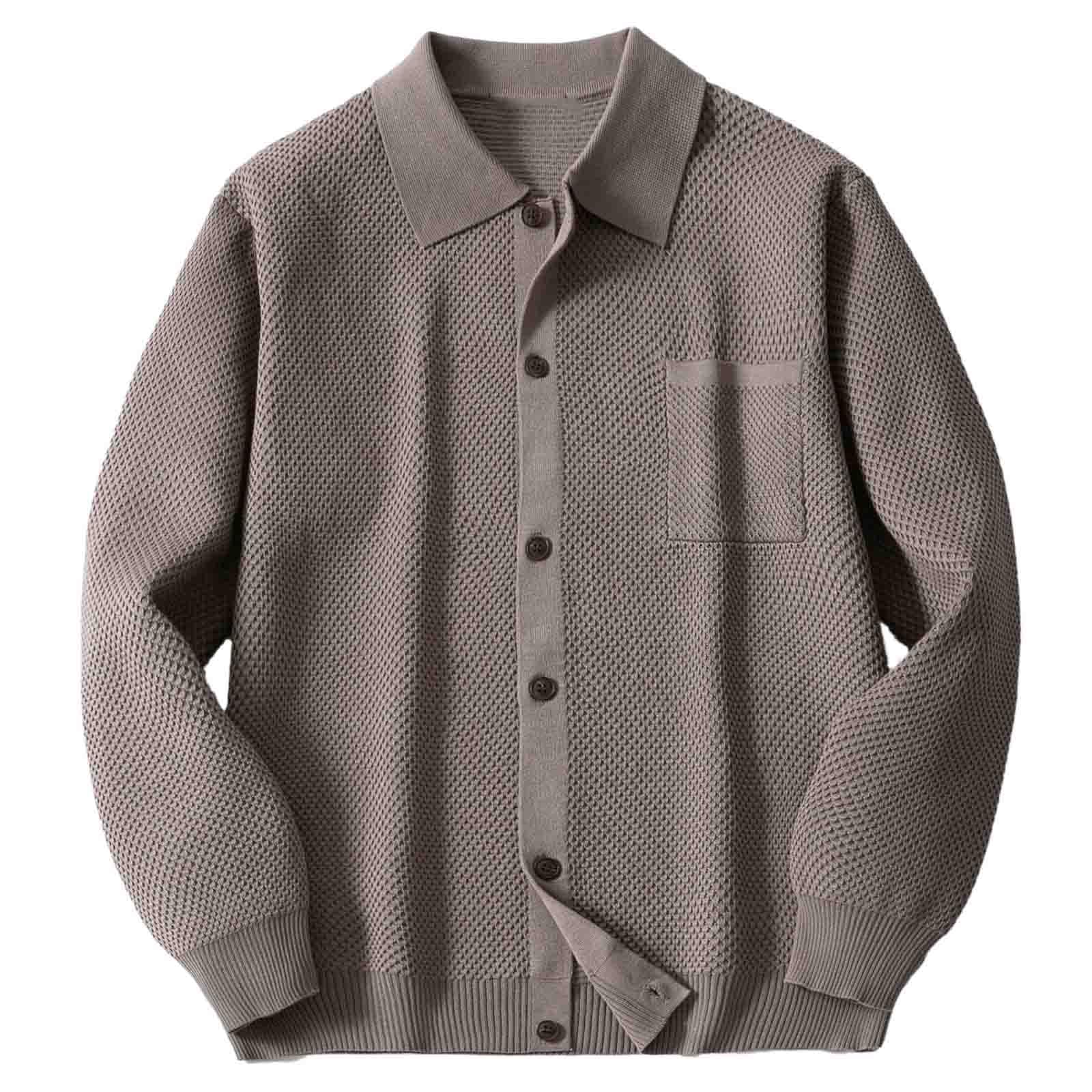 Cardigan Hombre Punto, Chaqueta De Lana para Hombre con Botones De Punto De Manga Larga Frente Abierto Ligeros con Botones Suéter Tipo Cárdigan para El Ocio Y El Autocultivo
