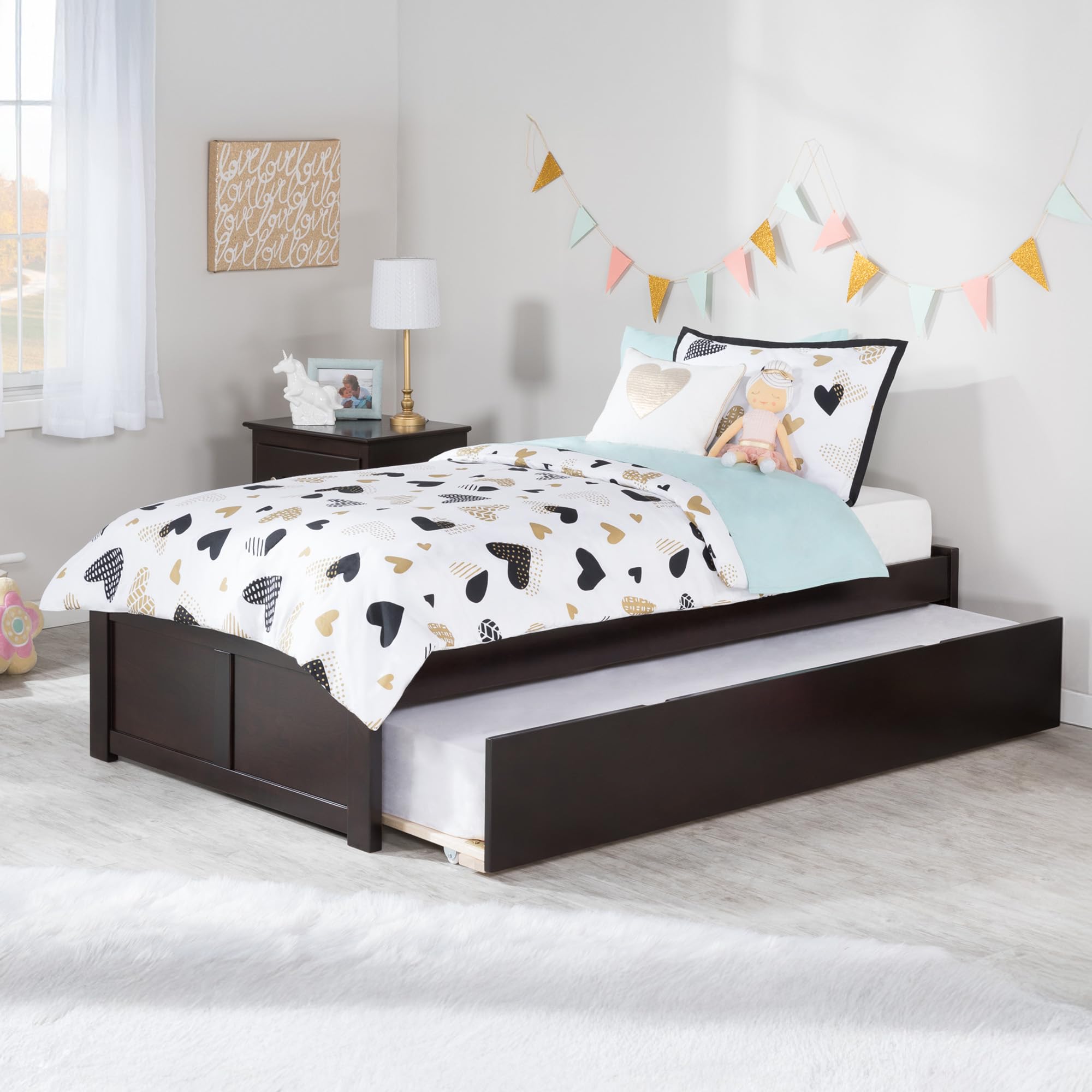 Photo 1 of AFI Concord Twin XL Size Platform Bed with Footboard & Twin XL Trundle in Espresso