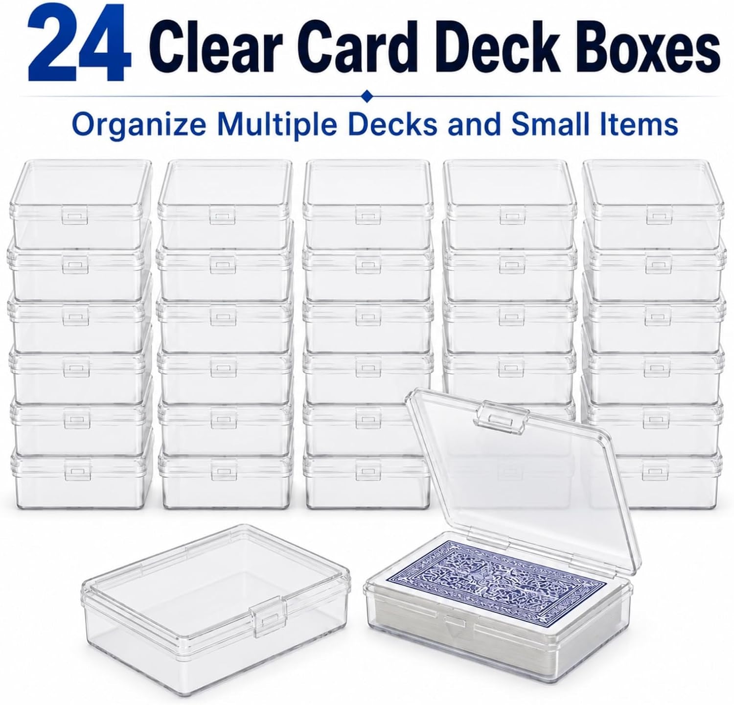 APACALI 24 Pack Card Deck Box, Clear Plastic Playing Card Case, 1.2mm Thick Snap-Tight Card Storage Box for Standard Playing Cards, Game Cards and Small Parts, 3.8 x 2.7 x 0.82 in image 5