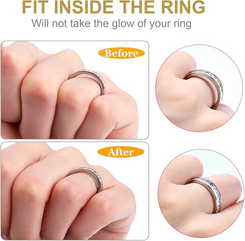 Miniatura 3 de Blulu Kit de ajuste de tamaño de anillo de 5 hojas, 85 piezas de tamaño invisible para anillos sueltos, protectores invisibles para hombres