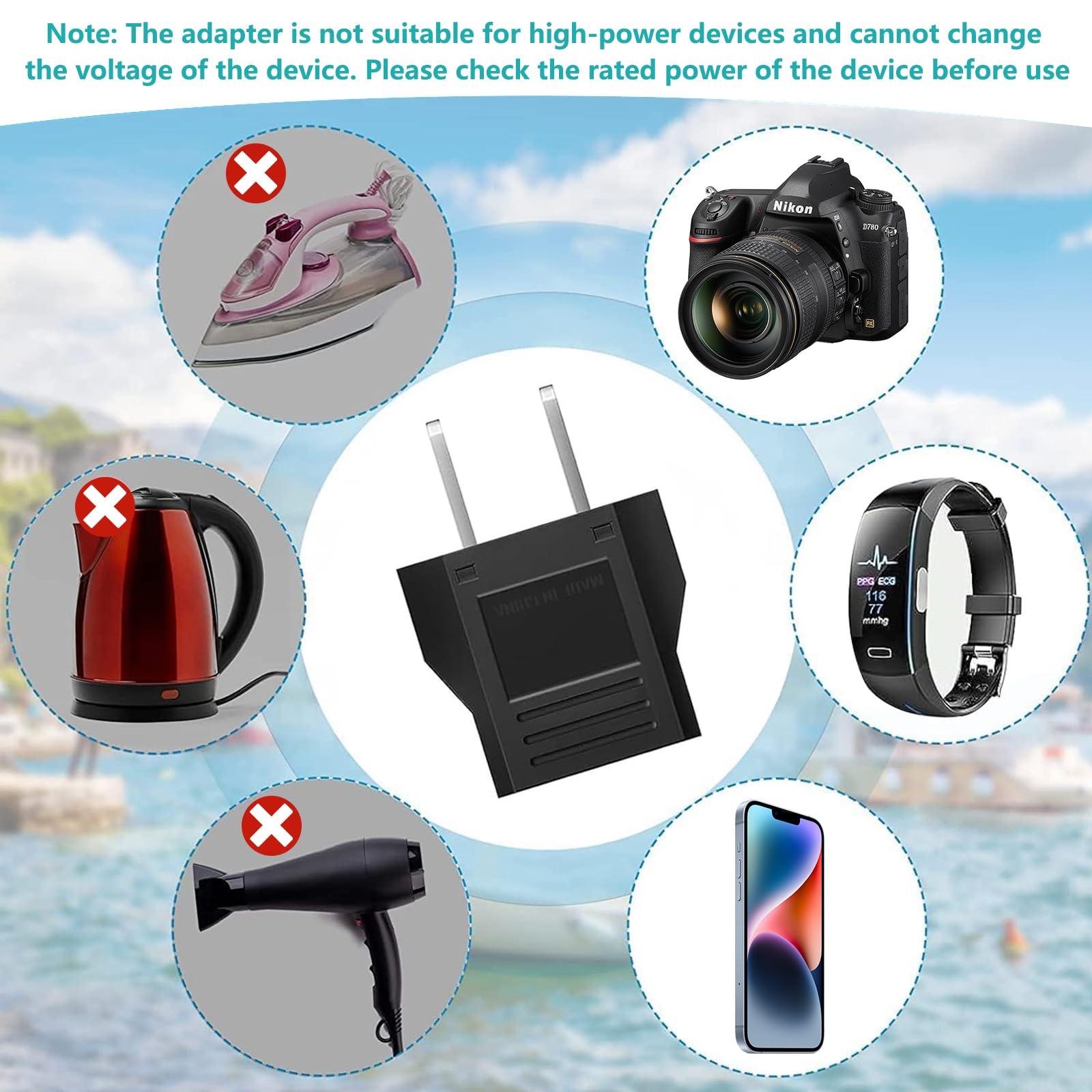 Clomnpe 6PCS Adattatore Presa Americana, Adattatore da Viaggio per spina Europea a Americana, Adattatore Presa Italiana a Spina Americana, Adattatore Universale Europea a USA/US/Canada/Messico, Tipo A