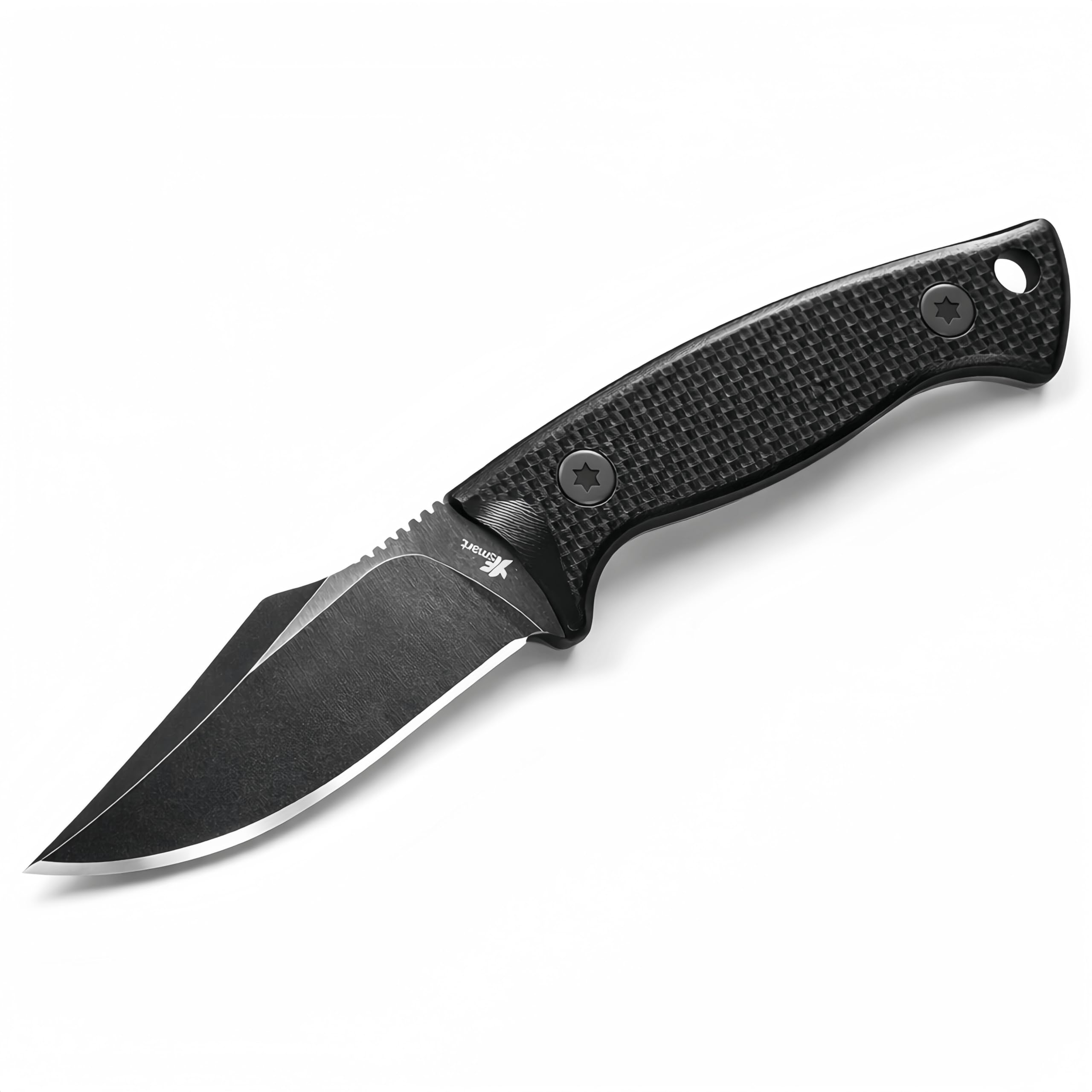 Fixed Blade Knife With D2 Stainless Steel, 2.4" Hunting Knife with Sheath for Survival Camping,Dark Stonewash Finish, Belt Mount, And Superior G-10 Handle Scales(Black)