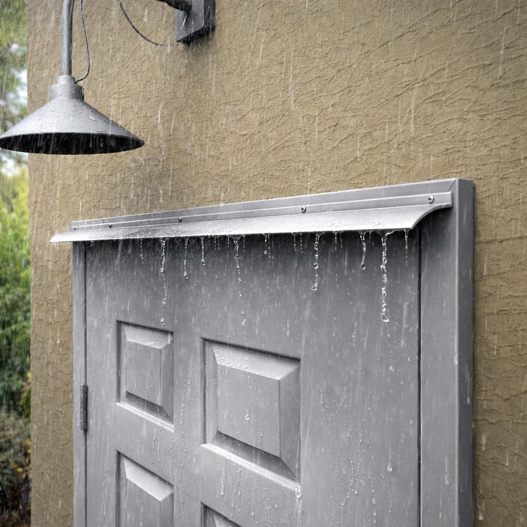 Barzen Door Rain Drip Guard - Over Door and Window Drip Cap Rain Deflector - Drip Edge Roof Rain Diverter Guards House - 2.5 Inches Wide, 40 inches Long, Aluminum White