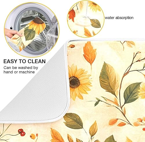 Vista 155 de Tapete de secado de platos de mariposas botánicas para encimera de cocina, almohadilla de secado de microfibra absorbente, grande, 18 x 24 pulgadas