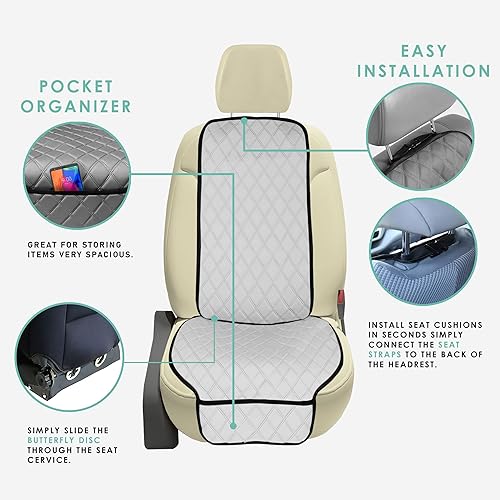Miniatura 185 de FH Group Neosupreme - Cojines de asiento para automóvil, ajuste universal, cojín para asiento trasero de automóvil con respaldo de silicona Gris