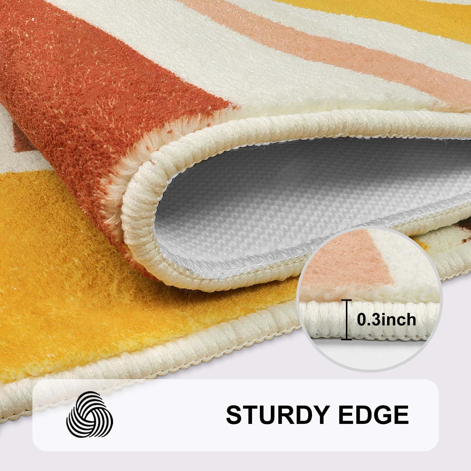 Uphome Boho Bath Mat Vintage Colorful Sun Bathroom Rugs Non-Slip Soft Cute Bath Rug Machine Washable Farmhouse Velvet Orange Bath Mats for Sink Tub Shower Door Mat, 20x31 inch