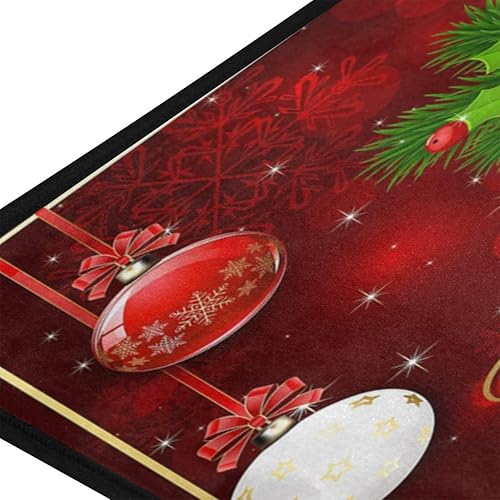 Miniatura 3 de ALAZA Tapete antideslizante de bola de Navidad con copos de nieve, campanas doradas, alfombra de cocina para entrada, pasillo, baño, sala de estar,