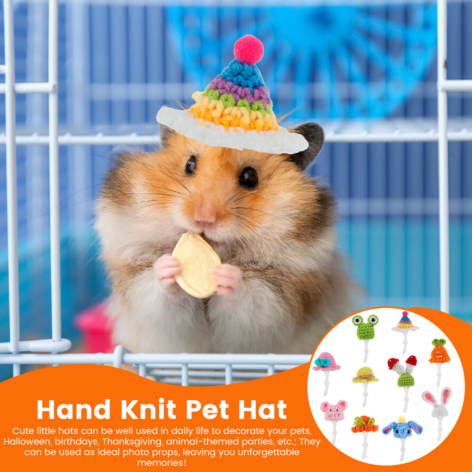 NEMTMCUA Hamster Hat Mini Hats for Snakes Small Animals Guinea Pig Hat Hamster Clothes Cute Tiny Rat Hat for Snakes Pets Lizards Hamsters Bearded Dragons Holiday Party Costume Accessories(10Pcs)