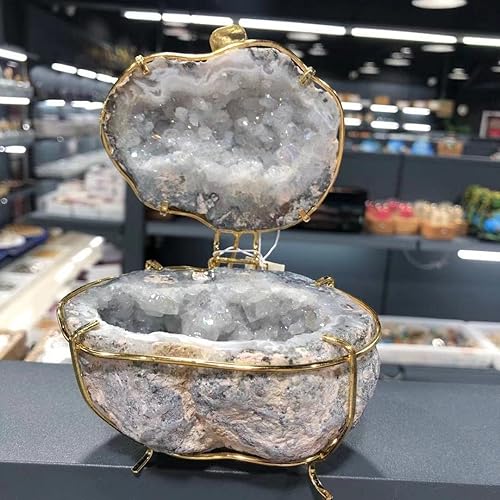 Miniatura 4 de UTHTY Cristal natural, 1 unidad de 19.75-21.16oz, 1 unidad de piedras naturales, ágata en racimo de cuarzo, caja de almacenamiento para collares,