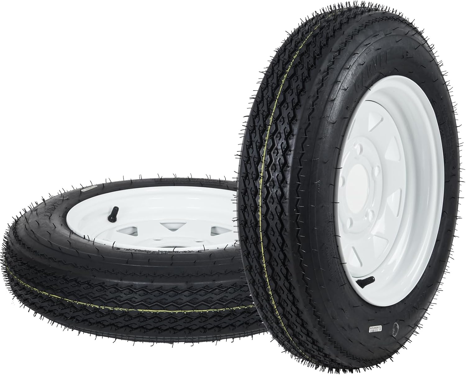 PrecisionAuto 5.30-12 5.30x12 530-12 Trailer Tire & Wheel Assembly Set of 2-5-Lug White Wheel 12" Rim - Load Range C 6PR - 1050LB Capacity - Fits Utility & Boat Trailers
