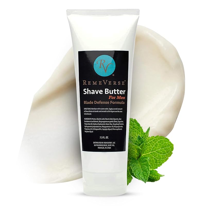 Manteiga de barbear RemeVerse para homens, sem espuma, fragrância de hortelã-verde, 213 g