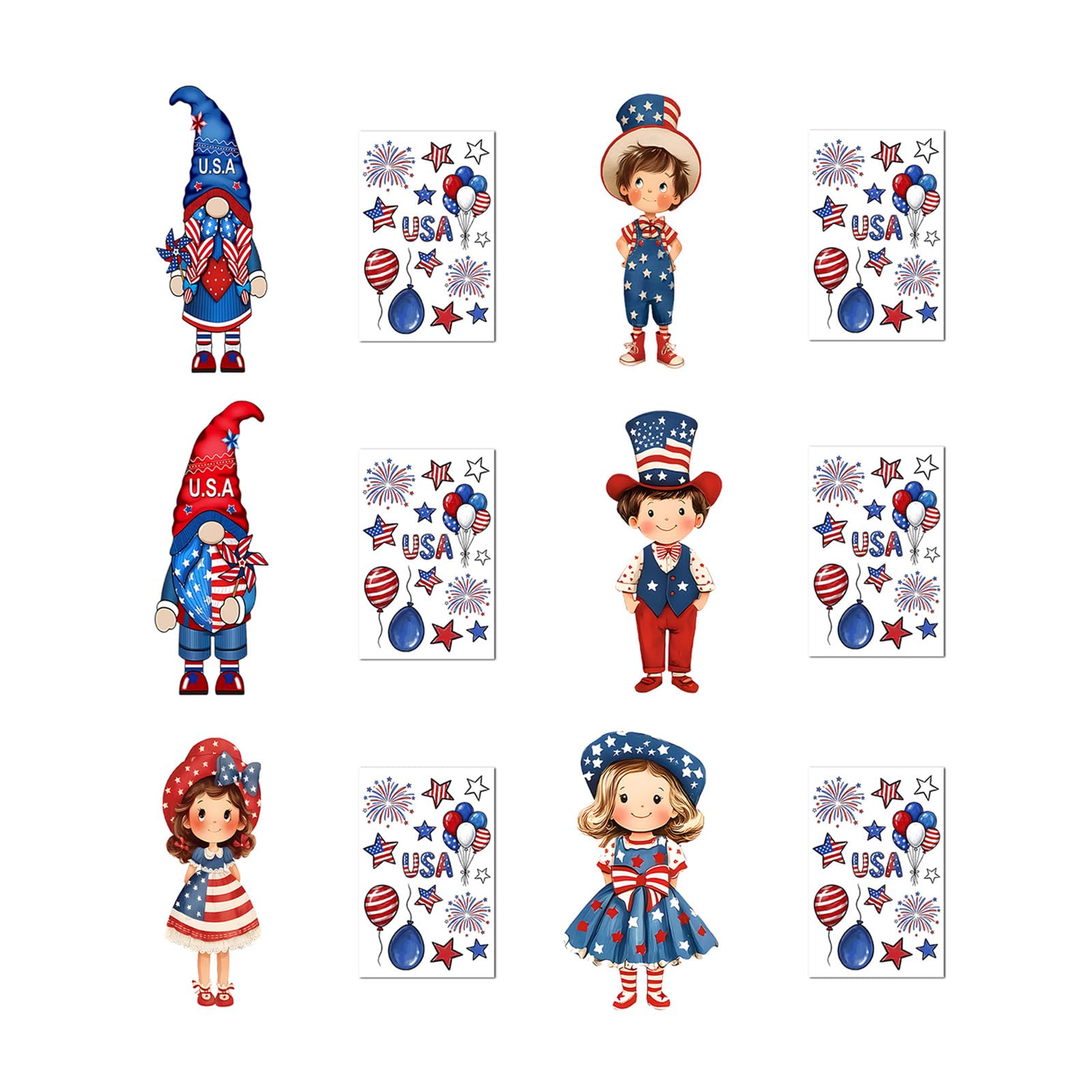 PANGBOER 10Pcs Patriotic Statics Window Decal Easy to Apply and Remove Statics Cling Film Perfect for Glass Door and Glasses Multiple Size Window Sticker Set