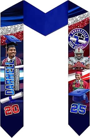 Amazon.com: Julyly POD Custom Graduation Stole, Personalized Photo Logo ...