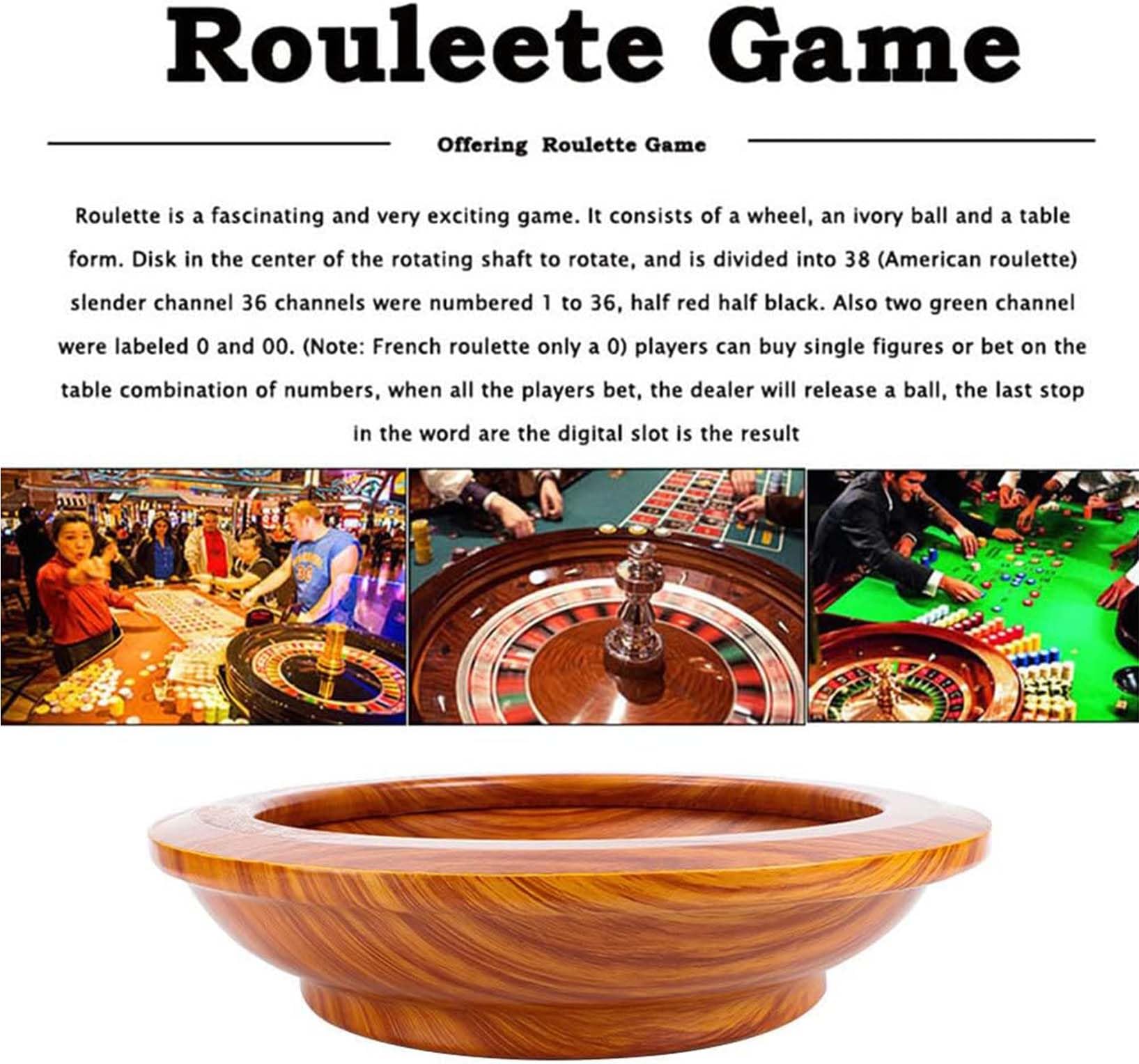 Roue de Roulette en Bois Ensemble de Jeu de Roulette de Casino Table et Roue de Roulette Jeu de roulettes en Bois de 12 Pouces Loisirs pour Une Soirée en Boîte de Nuit,02