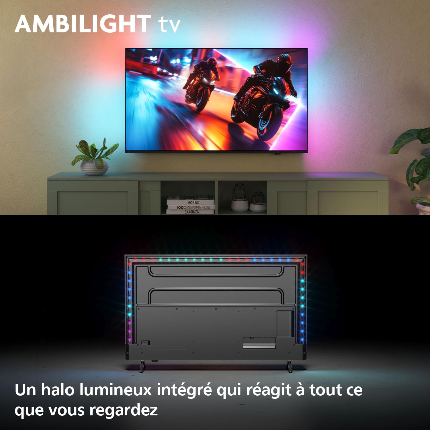 PHILIPS Ambilight 55MLED910 'The Xtra' Mini LED 4K Smart TV - Écran 55 Pouces avec P5 Perfect Picture Engine Ultra HD, Titan OS, Dolby Vision et Son Dolby Atmos