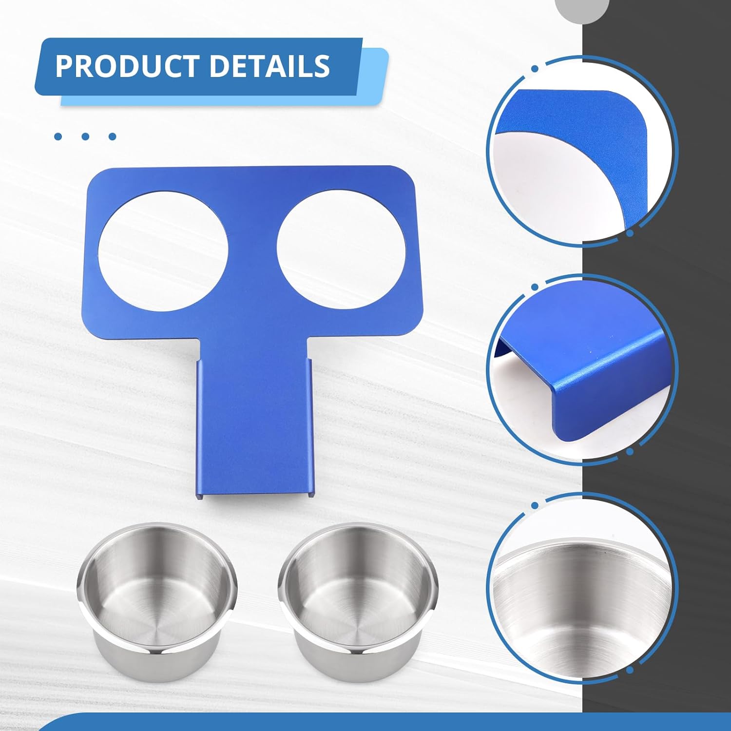 Blue Truck Water Cup Drink Holder, Removable Aluminium Cup Holder Compatible with 73-87/91 Chevy/GMC C/K 10/20/30 Truck Center Console Stainless Steels (Not for Manual Transmission)
