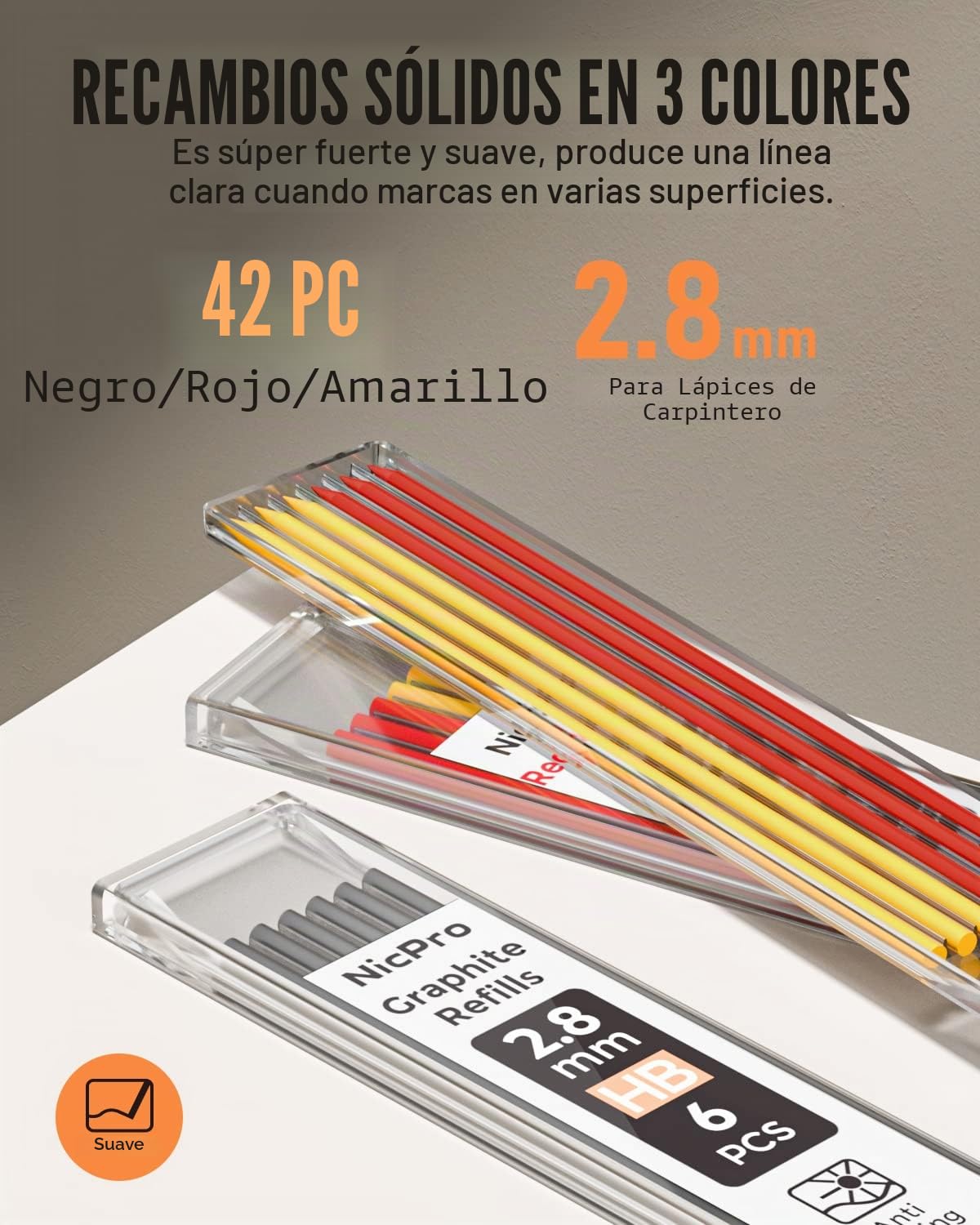 Nicpro 16 lápices mecánicos de carpintero con 42 recargas y herramienta de carburo, marcadores de agujero profundo, lápices de construcción para carpintería resistente