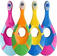 Vista 1 de Cepillo de dientes para bebés y niños pequeños de 0 a 2 años (paquete de 4) cerdas extra suaves para encías de bebé, sin BPA, dedos de fácil agarre