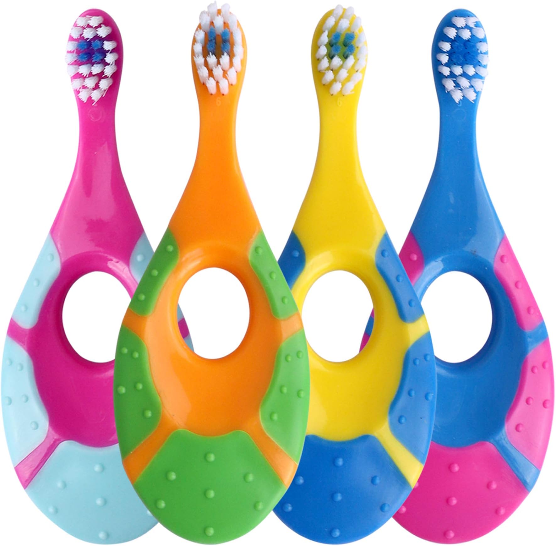 Baby Toothbrush for Infants & Toddlers 0-2 Years Old (4 Pack) Extra Soft Bristle for Baby Gums | BPA-Free, Easy-Grip Finger & Teething Handle