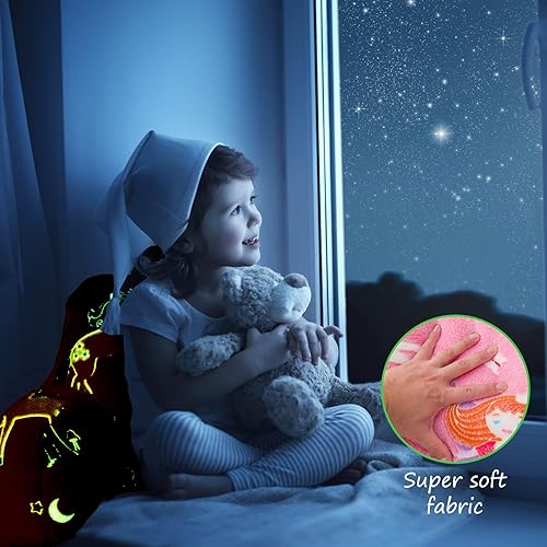 Vista 19 de Aimuan Almohada de lectura que brilla en la oscuridad, almohada de cuña para niños, almohada de respaldo brillante con estampado de unicornio