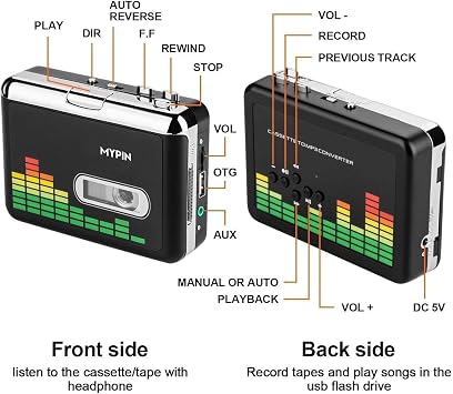 Cassette to MP3 Converter, Portable Cassette Recorder Player, Audio Music Cassette Tape to Digital Converter Player with Earphone and 32GB USB Flash Drive