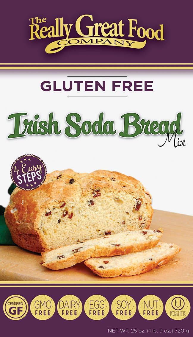 Really Great Food Company – Gluten Free Irish Soda Bread Mix – Large 25 ounce box - No Nuts, Soy, Dairy, Eggs - Vegan, Kosher, Non-GMO and Plant Based