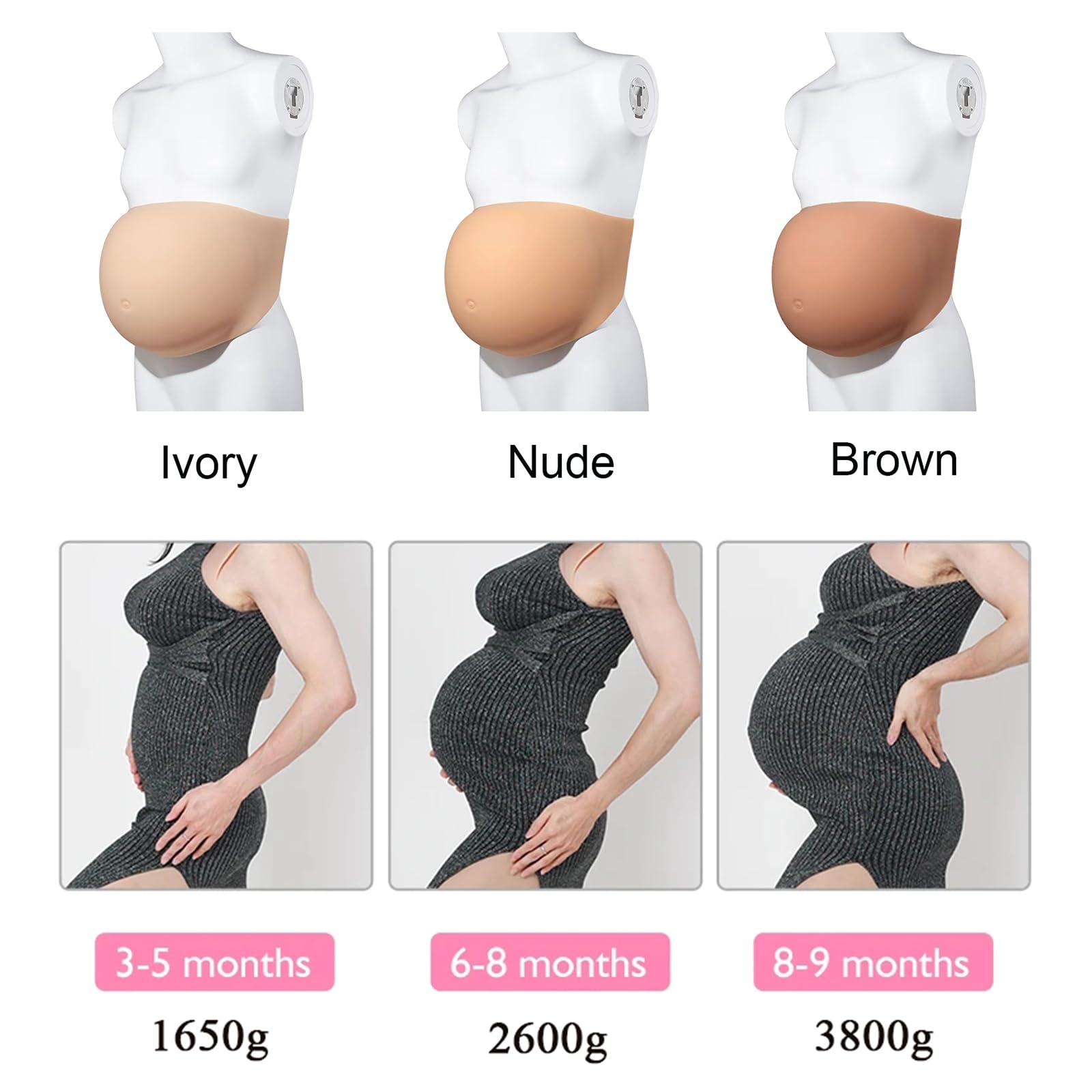 Silikonowy brzuch ciążowy sztuczny brzuszek niemowlęcy miękkie body do noszenia dla crossdressera aktora rekwizyty
