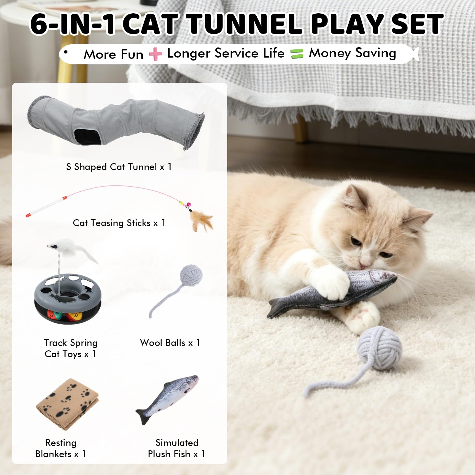 XIAPIA Tunnel pour Chat Pliable, Jouet Interactif pour Chaton et Chiot, Tunel Chat Jeu avec Balle, Tunnel Lapin, Cobaye, Furet, pour Exercice en Intérieure et Extérieure pour Chaton