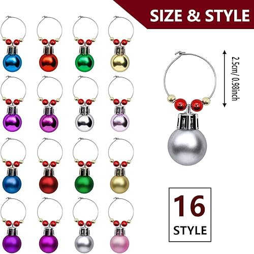 Miniatura 3 de 16 dijes de copa de vino, bolas de Navidad, marcadores de copa de vino, anillos para copas de tallo, regalo para bebedores de vino, degustación de
